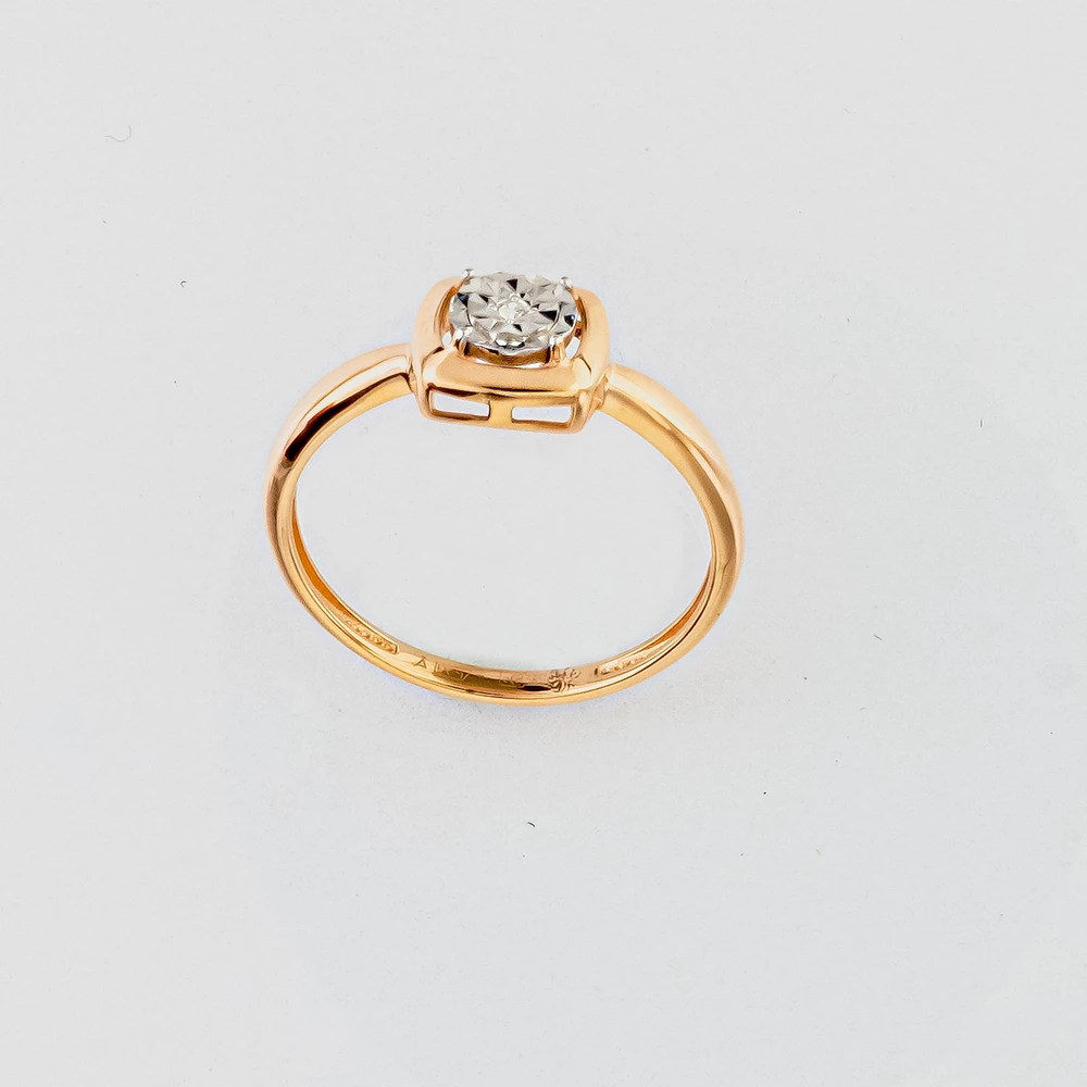 Кольцо с бриллиантом из красного золота 585 пробы