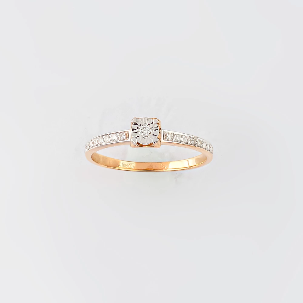 Кольцо с бриллиантом из красного золота 585 пробы