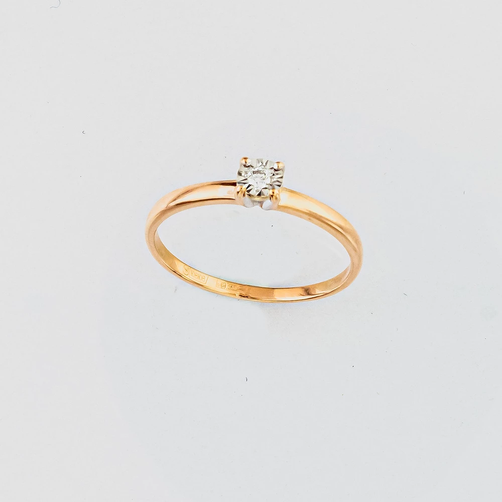 Кольцо с бриллиантом из красного золота 585 пробы