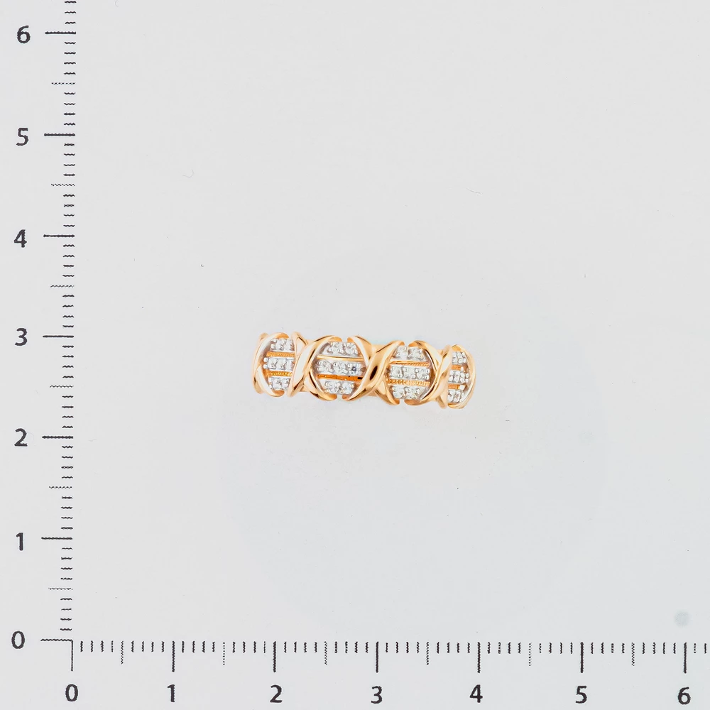 Кольцо с фианитом из красного золота 585 пробы