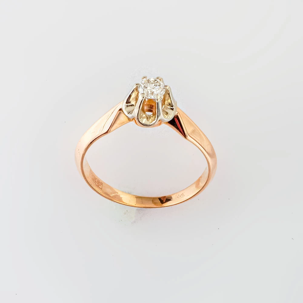 Кольцо с бриллиантом из красного золота 583 пробы