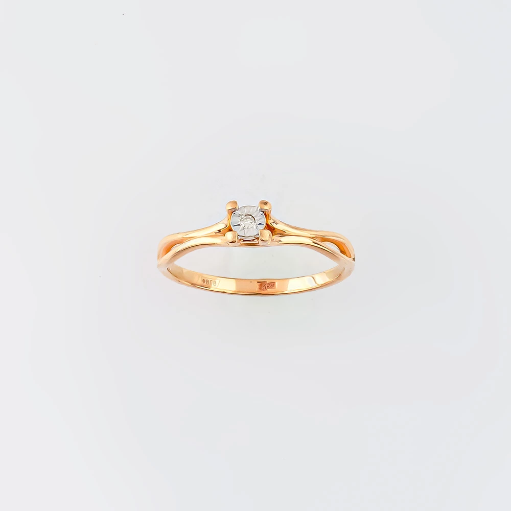 Кольцо с бриллиантом из красного золота 585 пробы