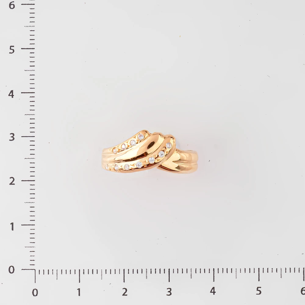 Кольцо с фианитом из красного золота 585 пробы