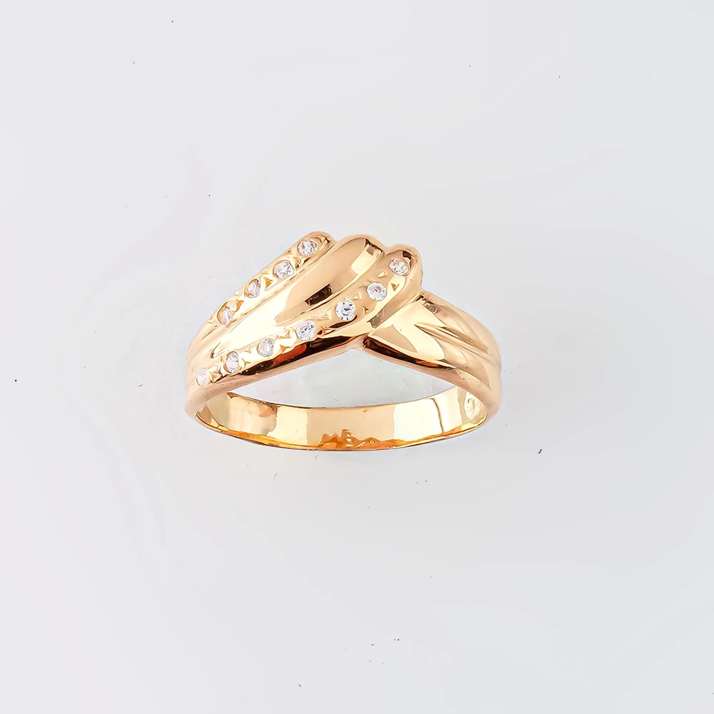 Кольцо с фианитом из красного золота 585 пробы