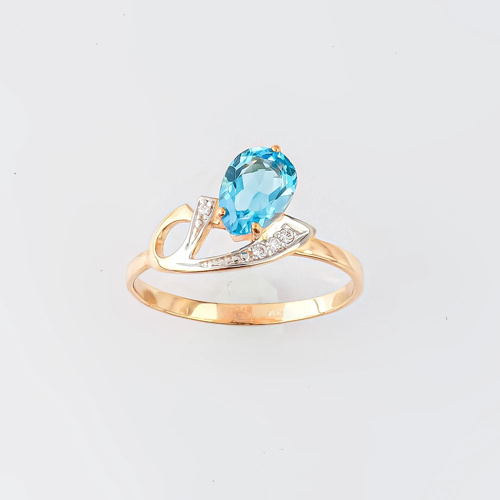 Кольцо с топазом из красного золота 585 пробы