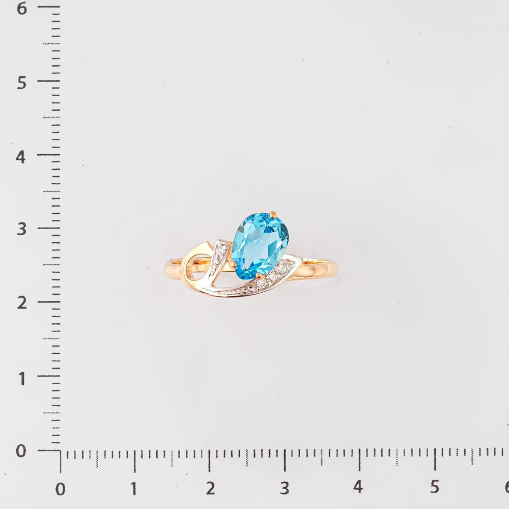 Кольцо с топазом из красного золота 585 пробы