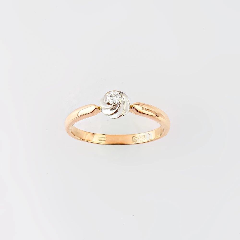 Кольцо с бриллиантом из красного золота 585 пробы