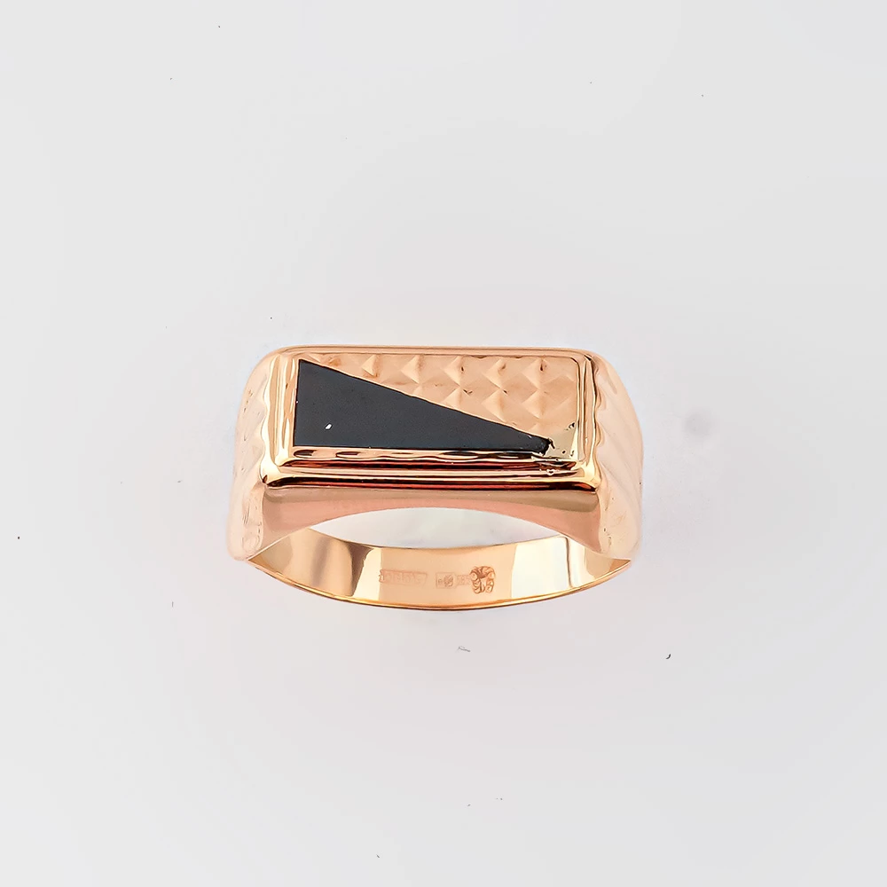 Кольцо с ониксом из красного золота 585 пробы