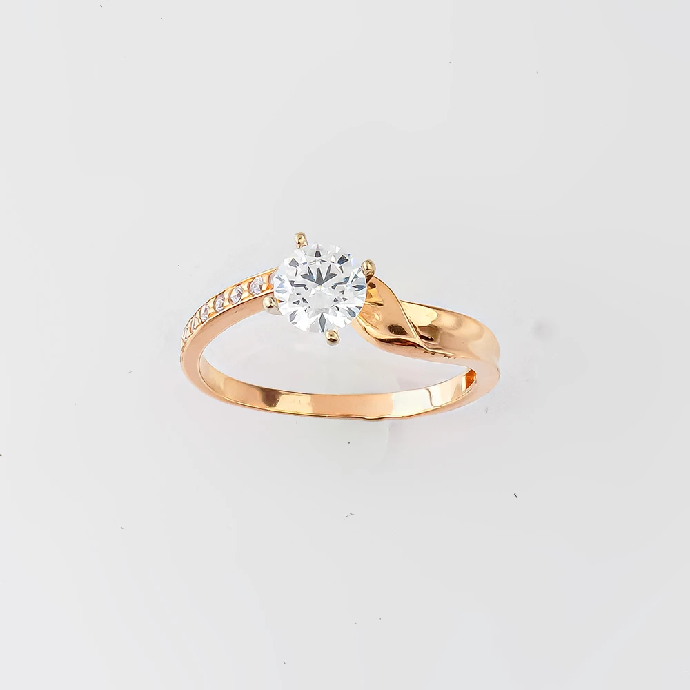 Кольцо с фианитом из красного золота 585 пробы Кольцо с фианитом из красного золота 585 пробы