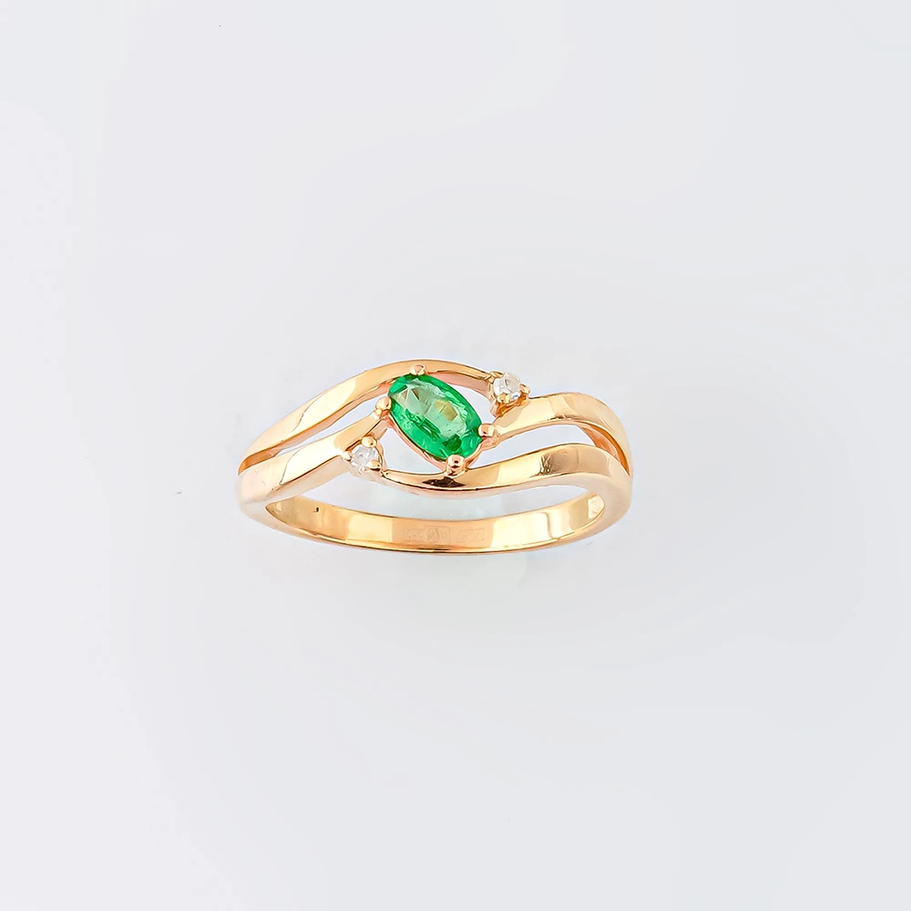 Кольцо с изумрудом из красного золота 585 пробы