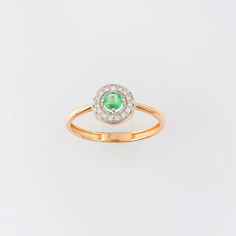 Кольцо с изумрудом из красного золота 585 пробы Кольцо с изумрудом из красного золота 585 пробы