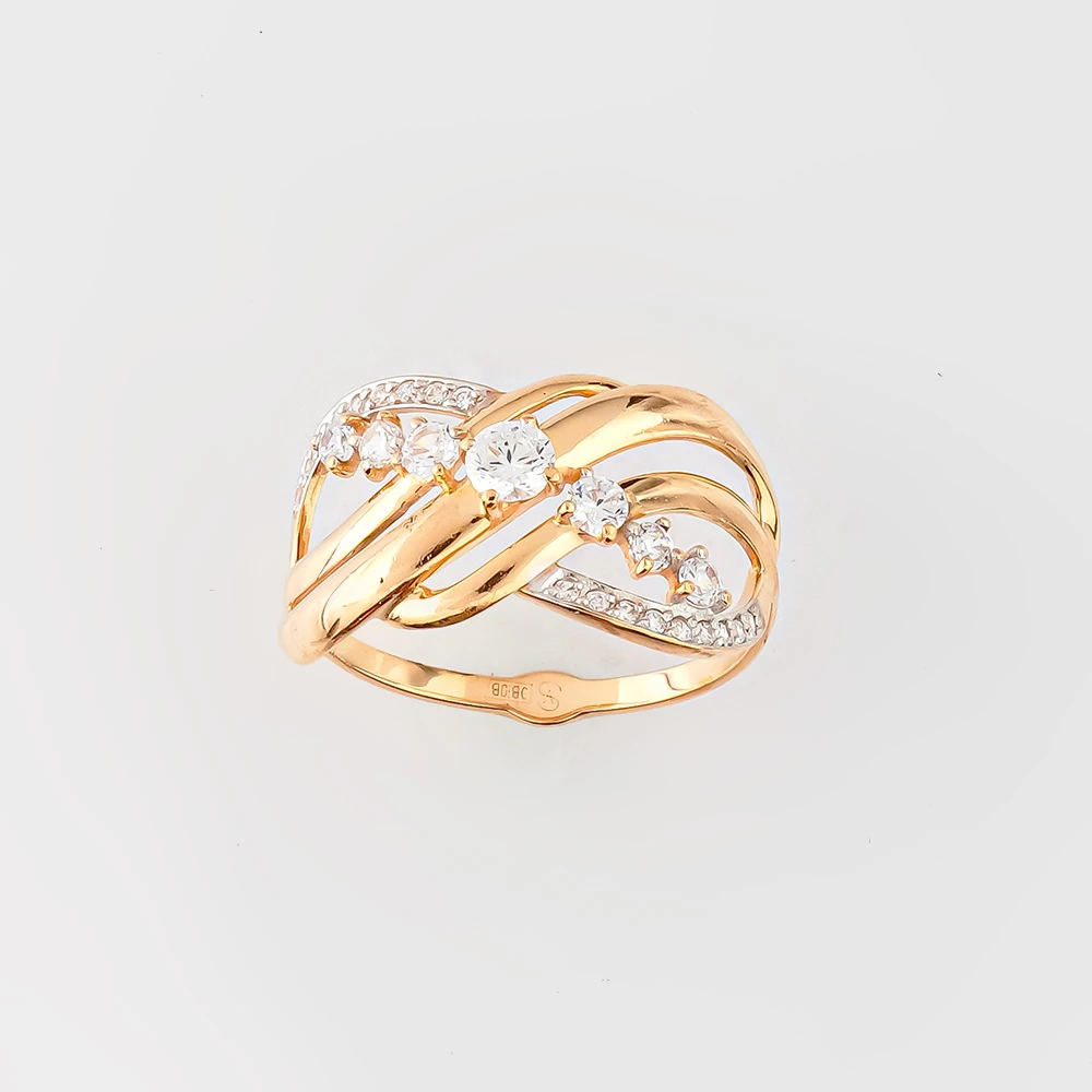 Кольцо с фианитом из красного золота 585 пробы Кольцо с фианитом из красного золота 585 пробы