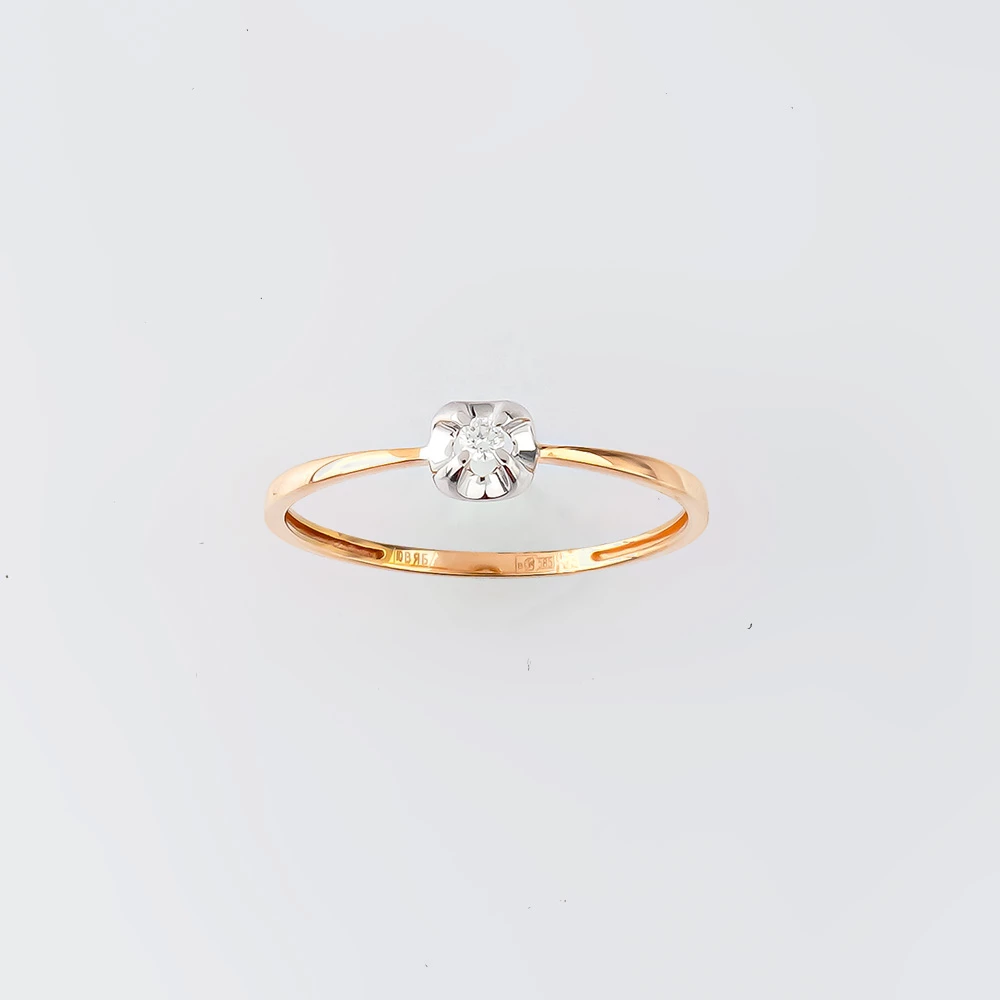 Кольцо с бриллиантом из красного золота 585 пробы