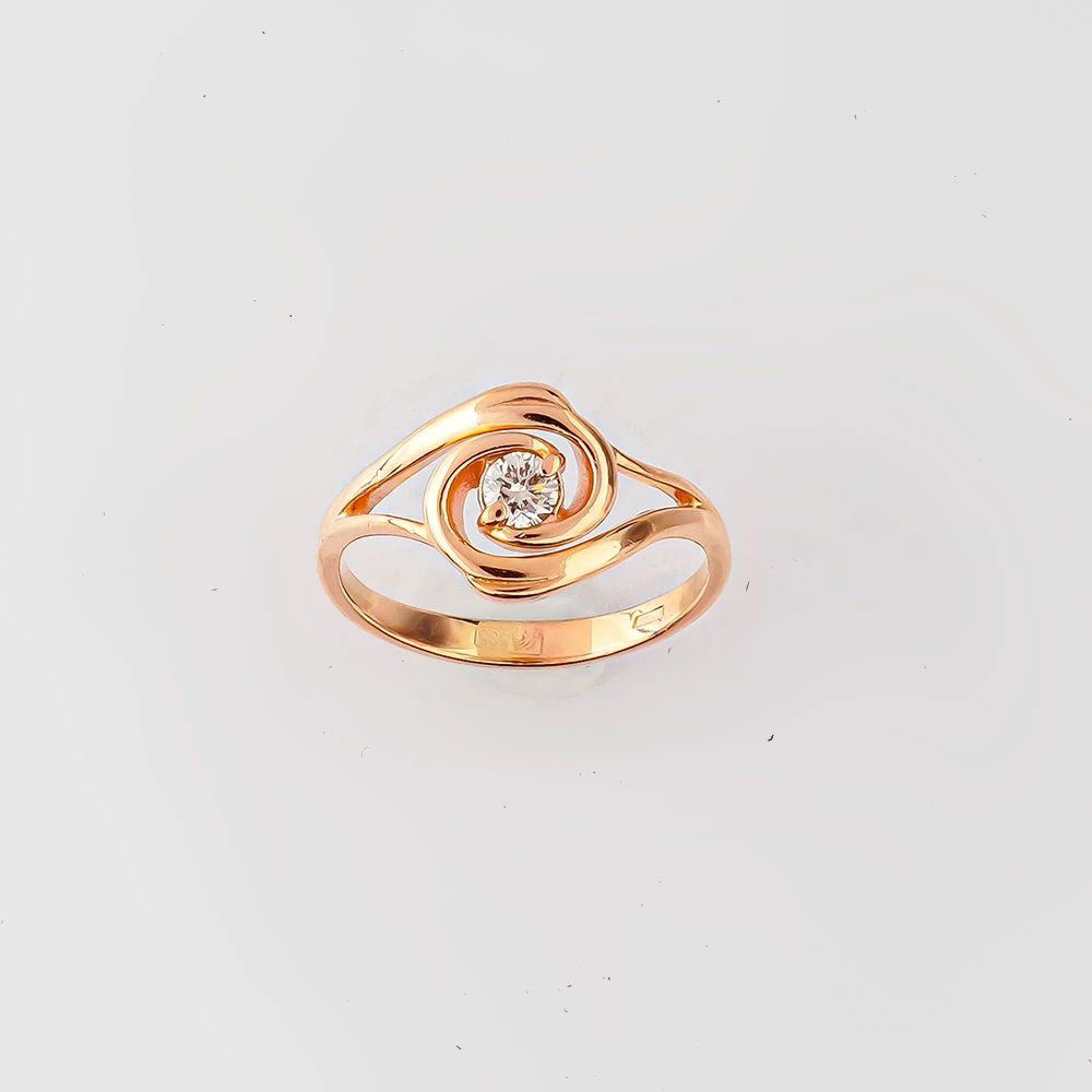 Кольцо с бриллиантом из красного золота 585 пробы