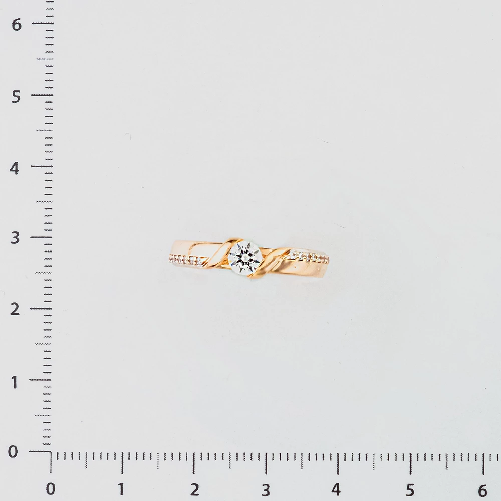 Кольцо с фианитом из красного золота 585 пробы