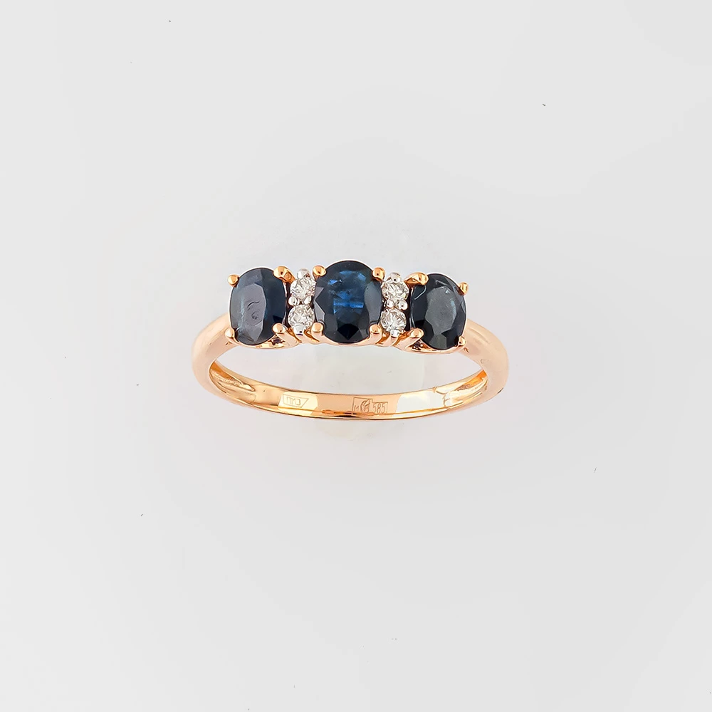 Кольцо с сапфиром из красного золота 585 пробы