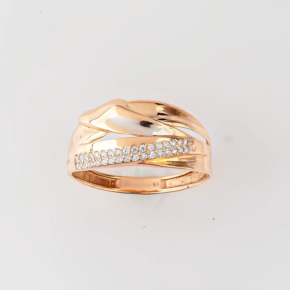 Кольцо с фианитом из красного золота 585 пробы Кольцо с фианитом из красного золота 585 пробы