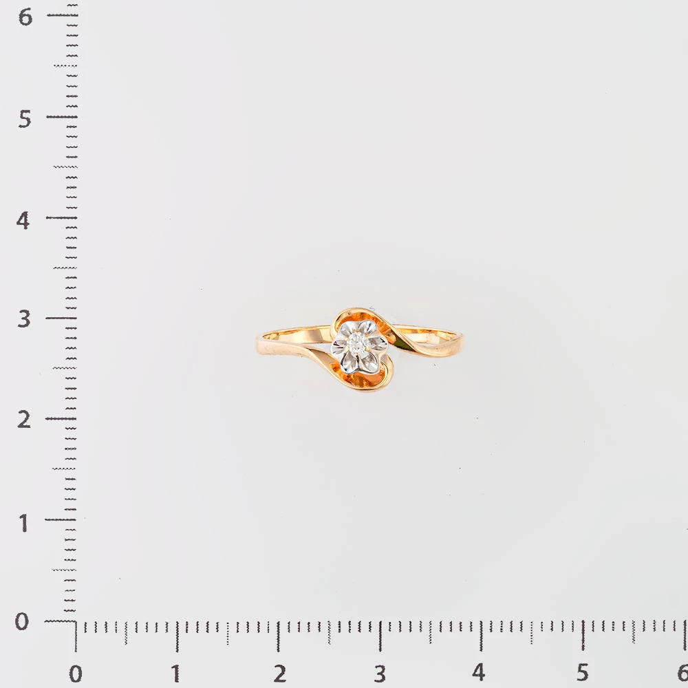 Кольцо с бриллиантом из красного золота 585 пробы