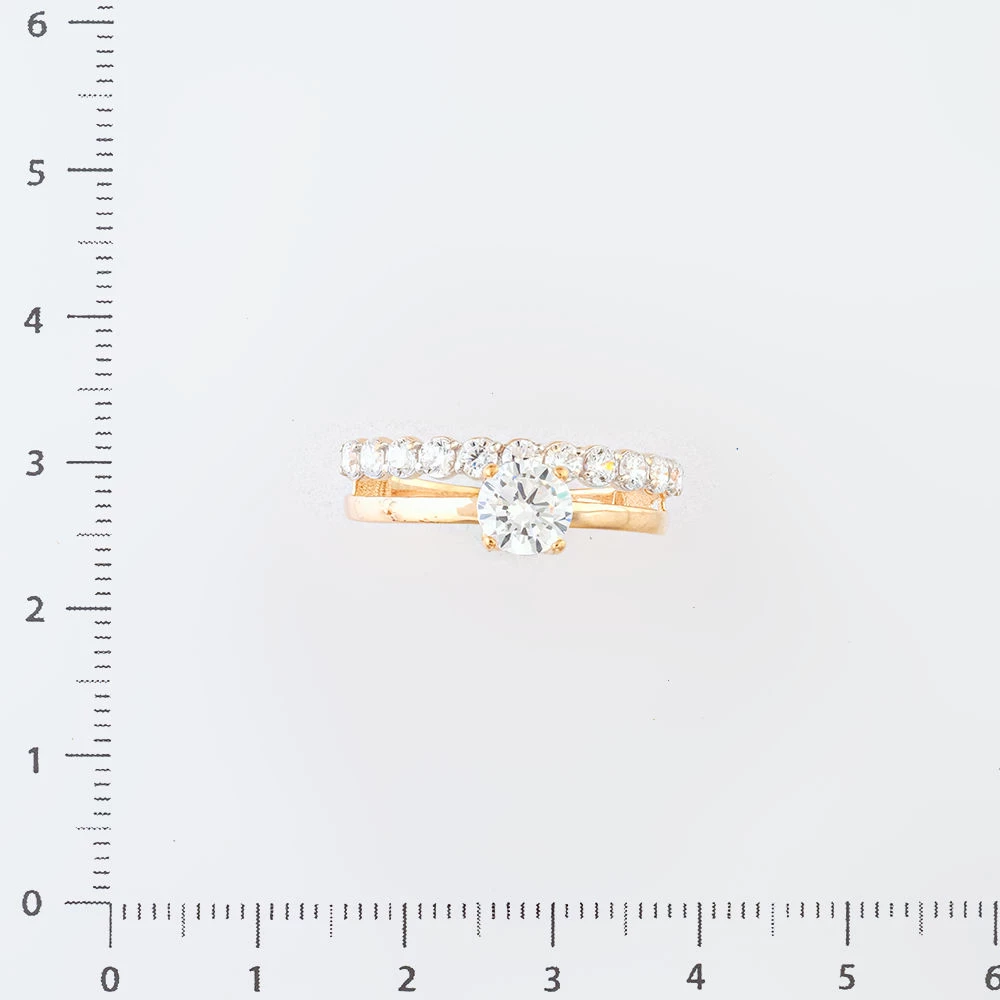 Кольцо с фианитом из красного золота 585 пробы