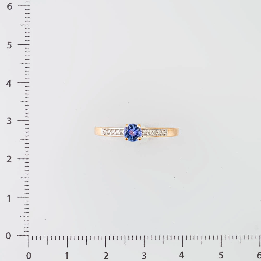 Кольцо с танзанитом из красного золота 585 пробы