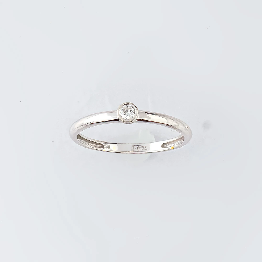 Кольцо с бриллиантом из белого золота 585 пробы