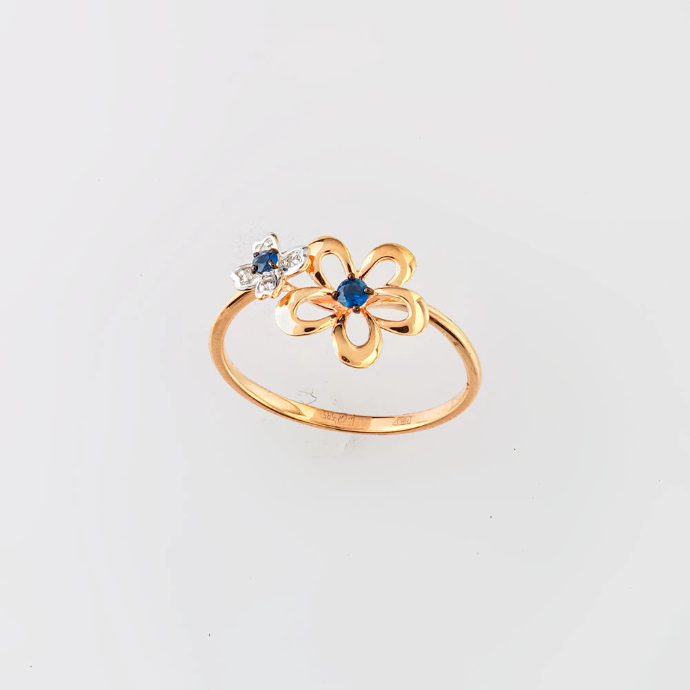 Кольцо с сапфиром из красного золота 585 пробы