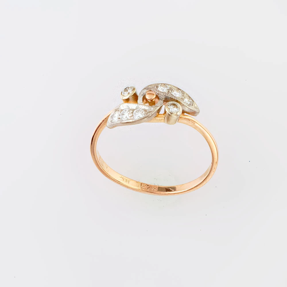 Кольцо с бриллиантом из красного золота 585 пробы