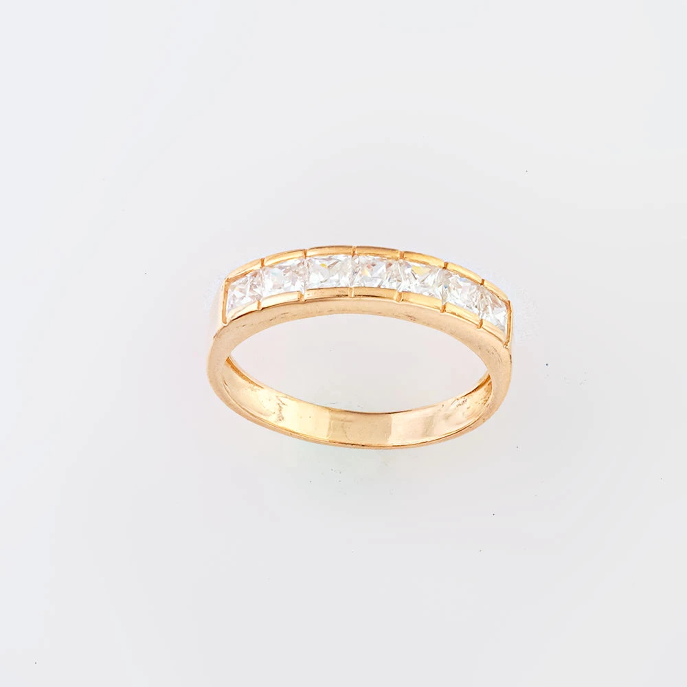 Кольцо с фианитом из красного золота 585 пробы