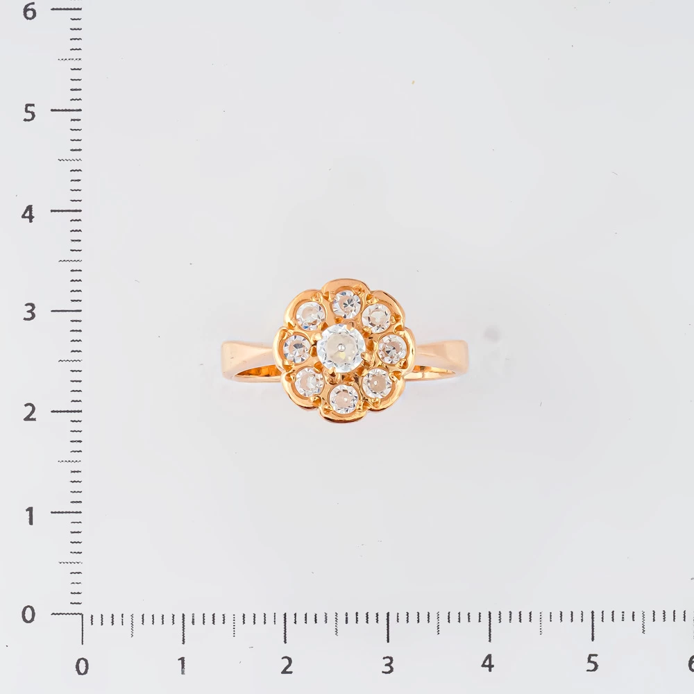 Кольцо с фианитом из красного золота 583 пробы