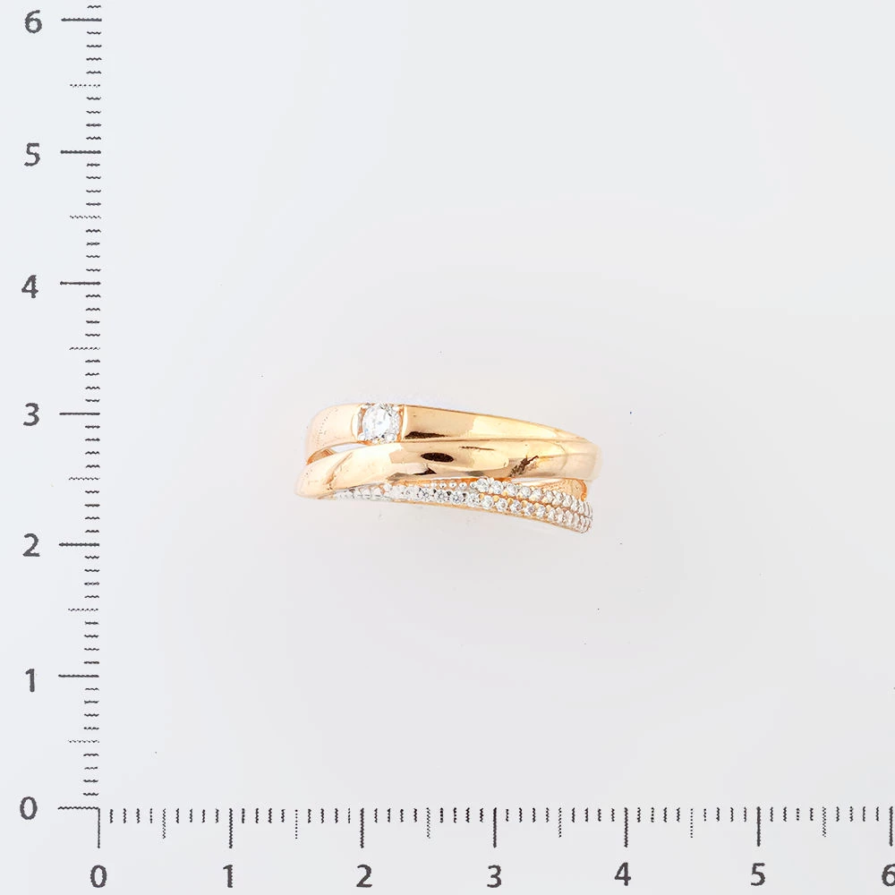 Кольцо с фианитом из красного золота 585 пробы