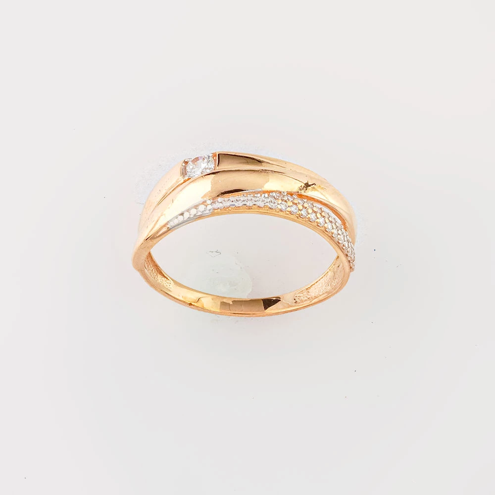 Кольцо с фианитом из красного золота 585 пробы