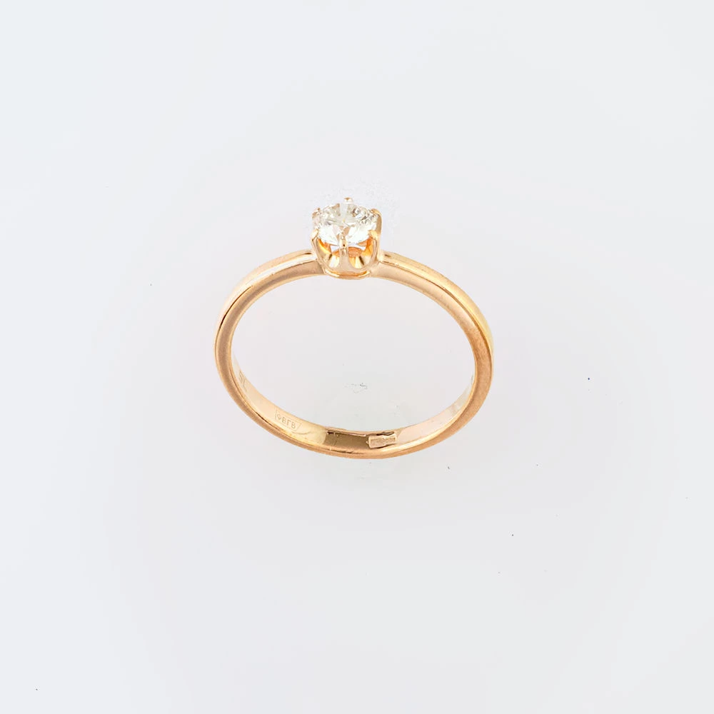 Кольцо с бриллиантом из красного золота 585 пробы