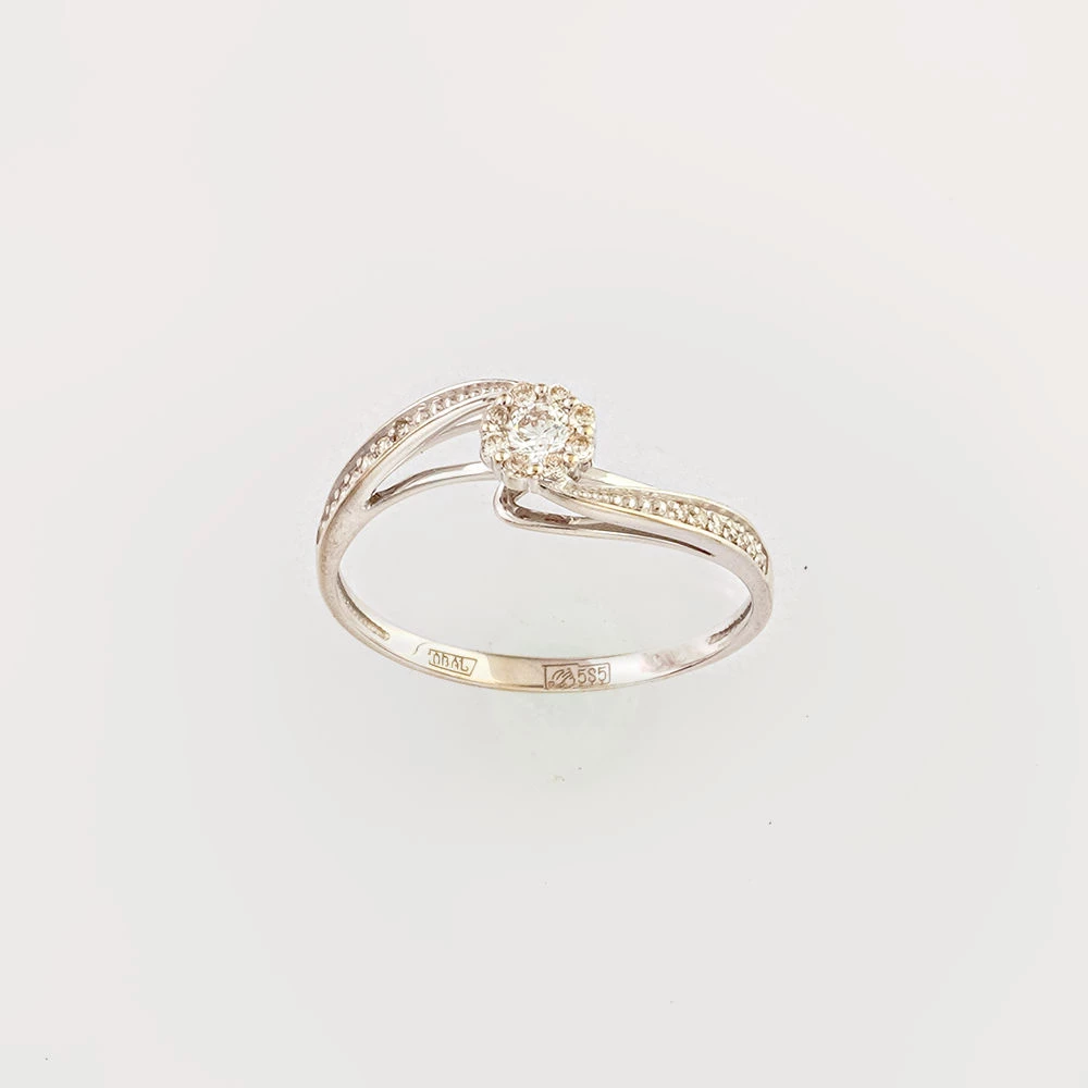 Кольцо с бриллиантом из белого золота 585 пробы