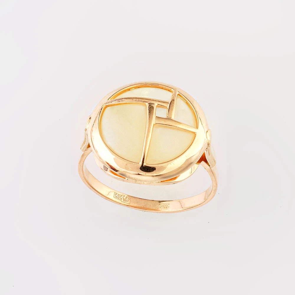 Кольцо с перламутром из красного золота 585 пробы