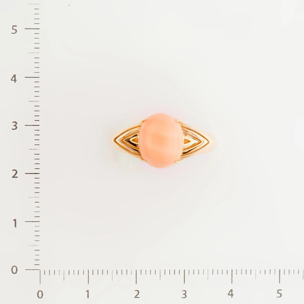 Кольцо с кораллом из красного золота 585 пробы