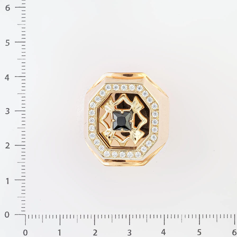 Кольцо с фианитом из красного золота 585 пробы