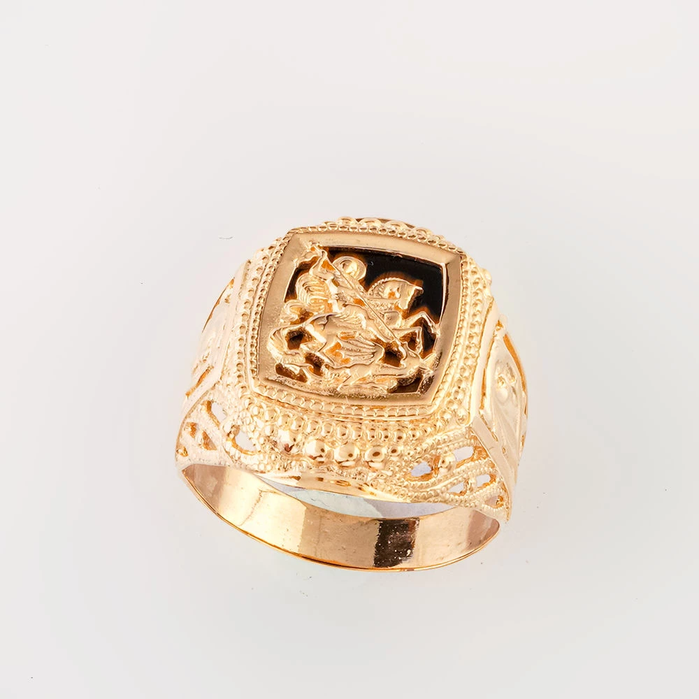 Кольцо с агатом из красного золота 585 пробы