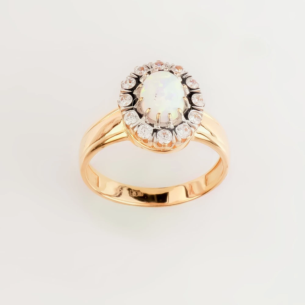 Кольцо с опалом синтетическим из красного золота 585 пробы