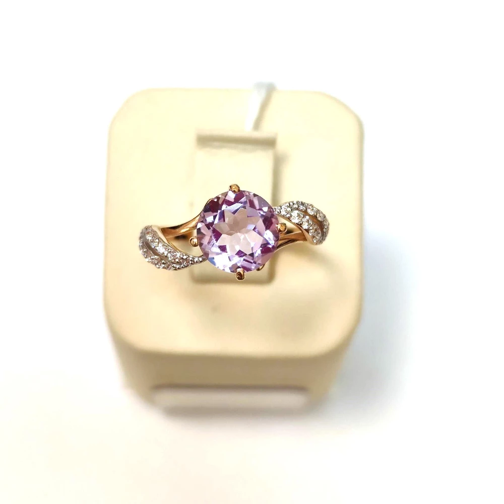 Кольцо с аметистом из красного золота 585 пробы