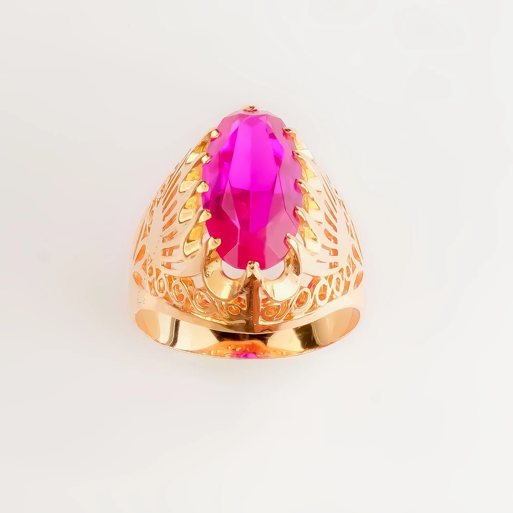 Кольцо с фианитом из красного золота 583 пробы