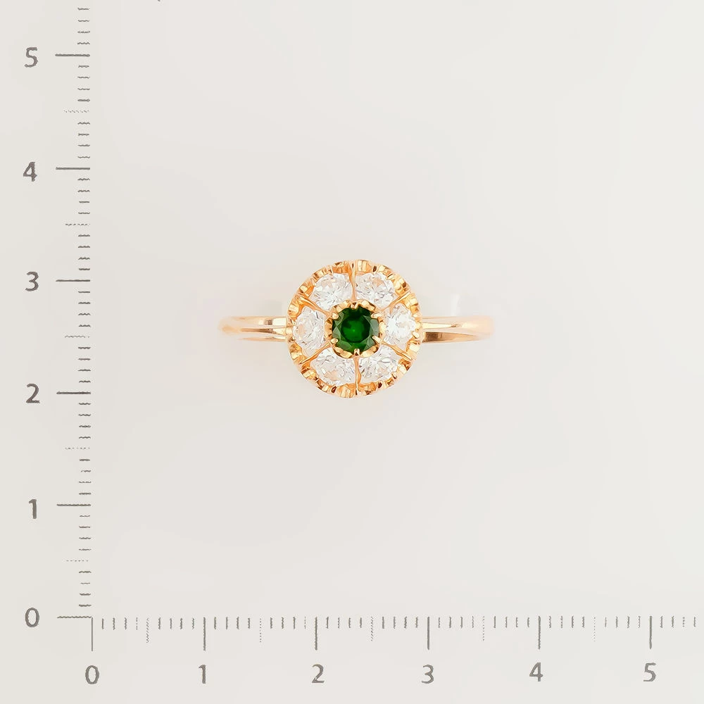 Кольцо с фианитом из красного золота 585 пробы