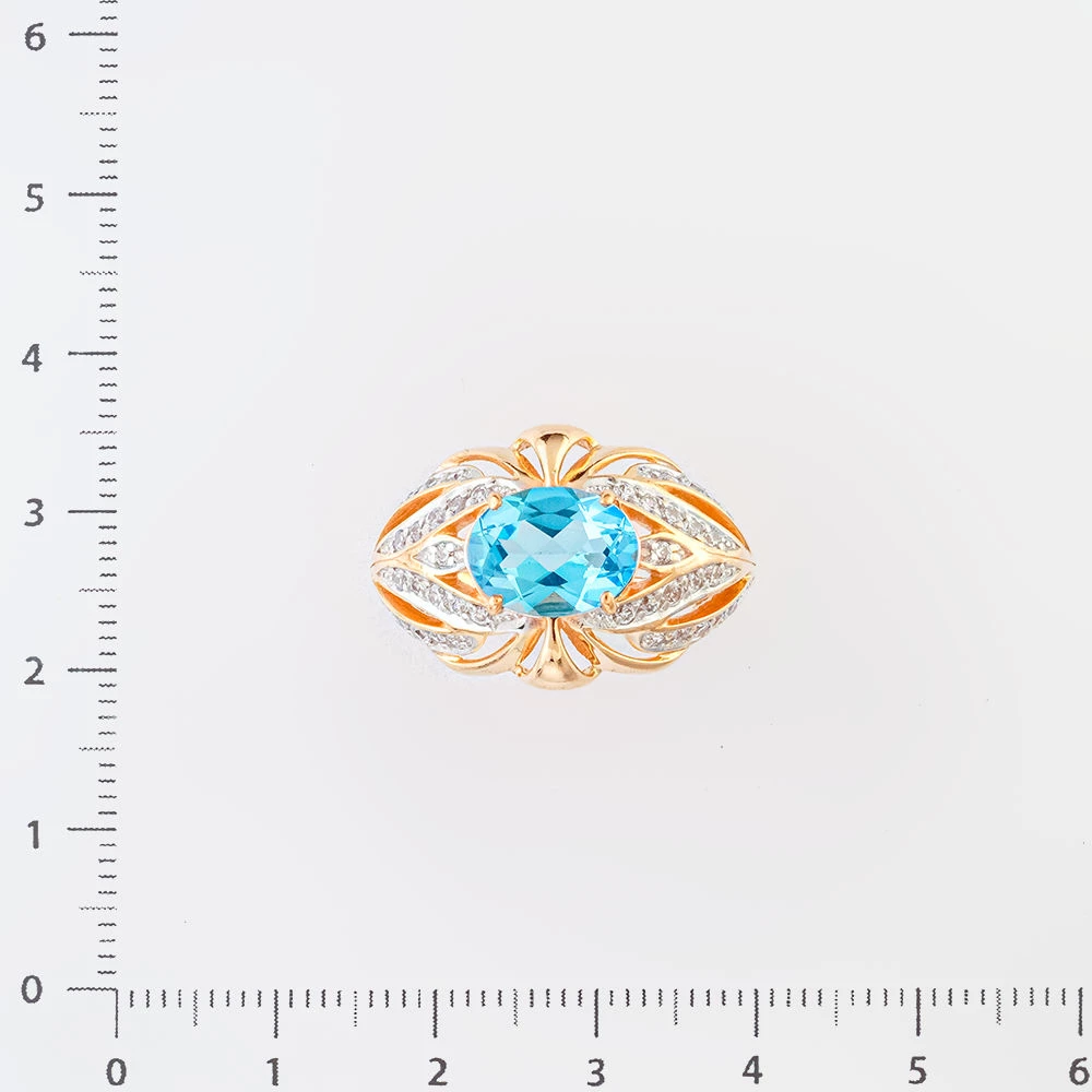 Кольцо с топазом из красного золота 585 пробы