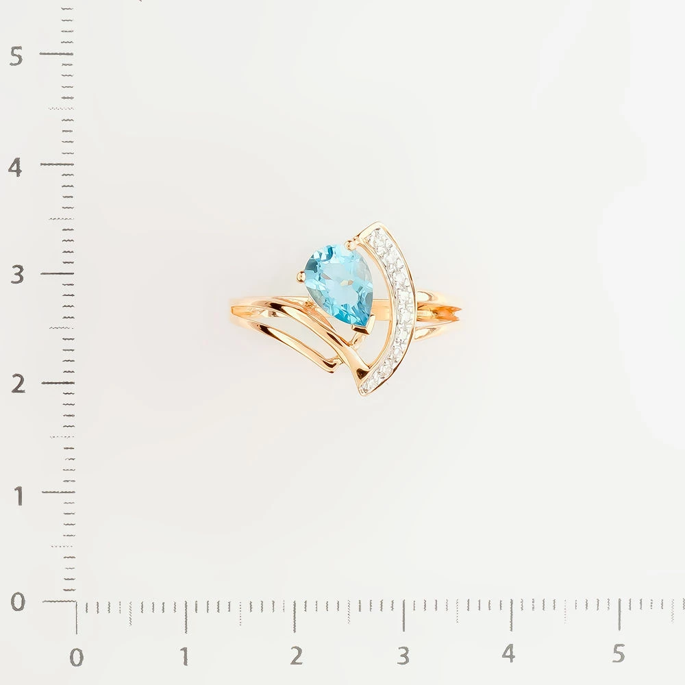 Кольцо с топазом из красного золота 585 пробы