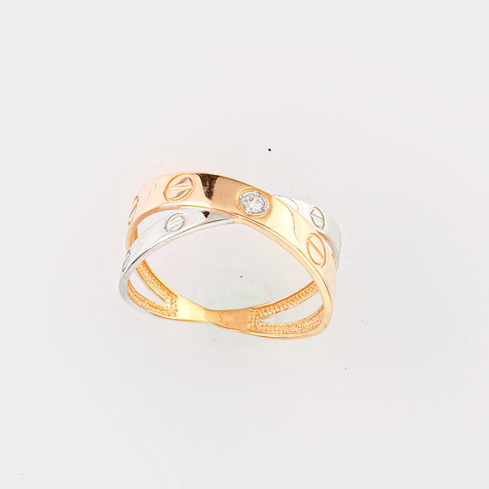 Кольцо с фианитом из красного золота 585 пробы