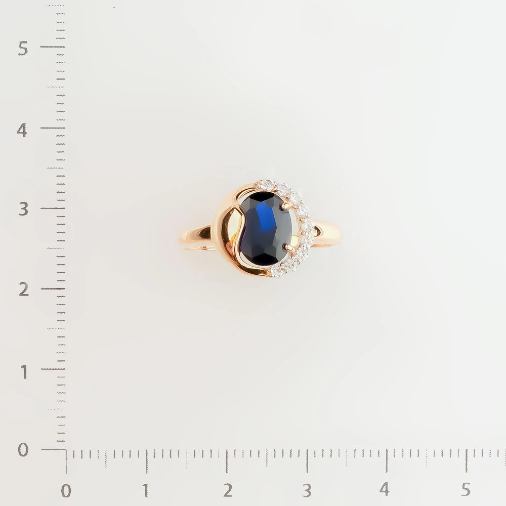 Кольцо с сапфиром синтетическим из красного золота 585 пробы