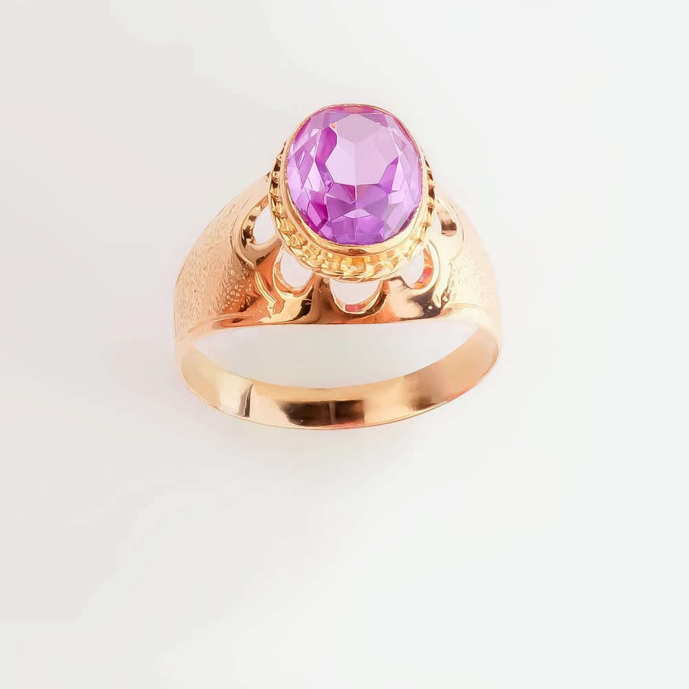 Кольцо с фианитом из красного золота 583 пробы