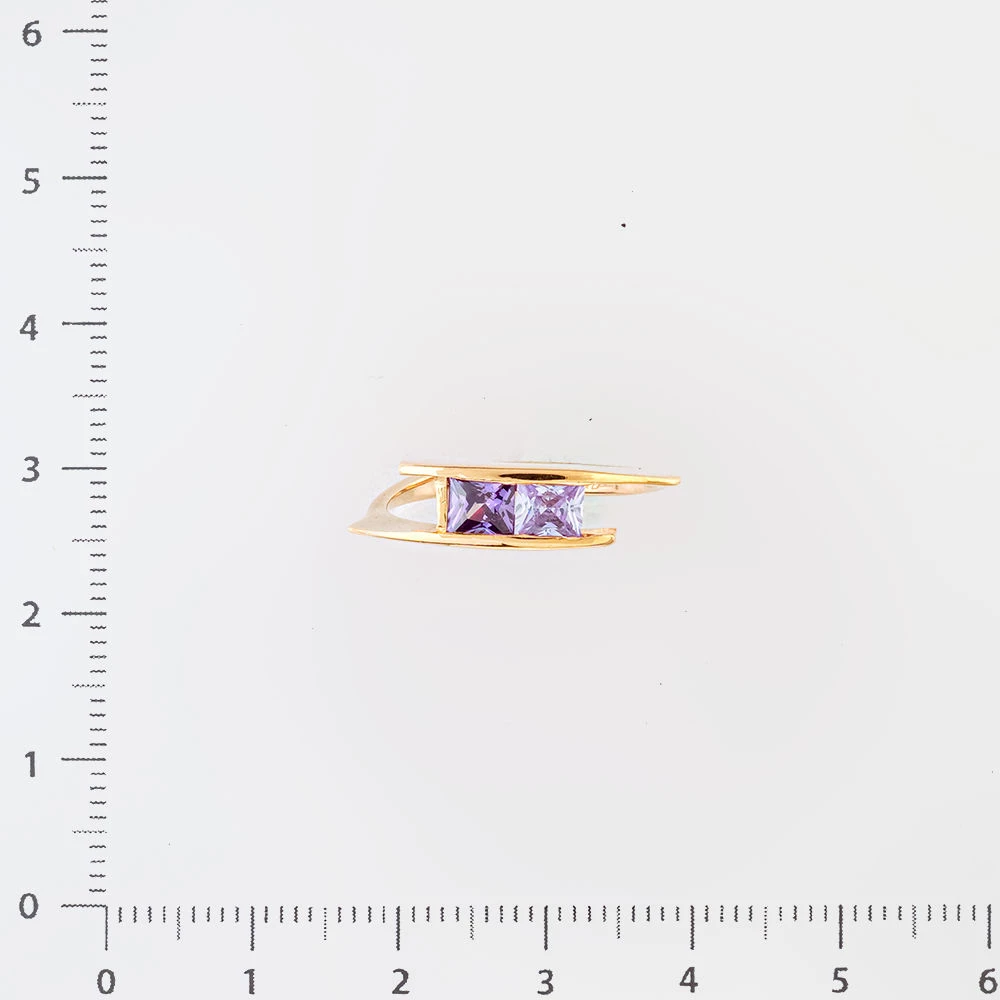 Кольцо с фианитом из красного золота 585 пробы