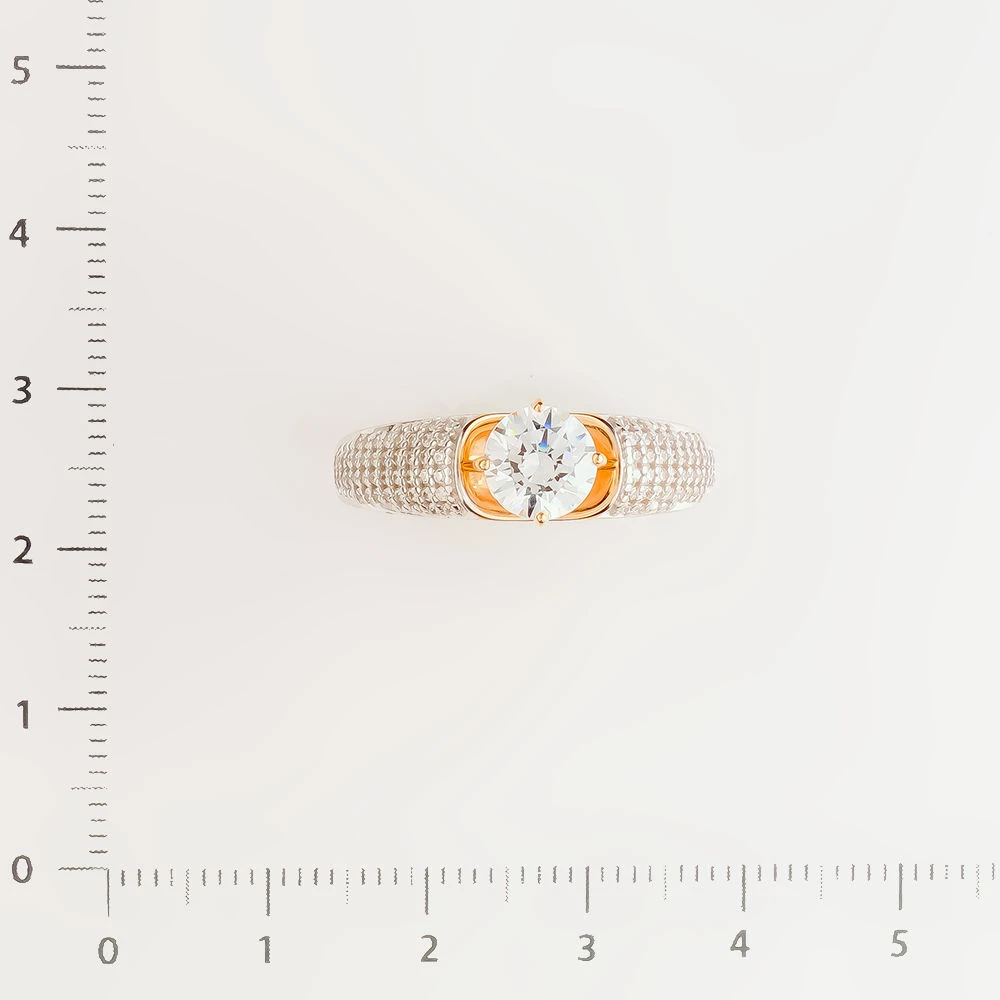 Кольцо с фианитом из красного золота 585 пробы