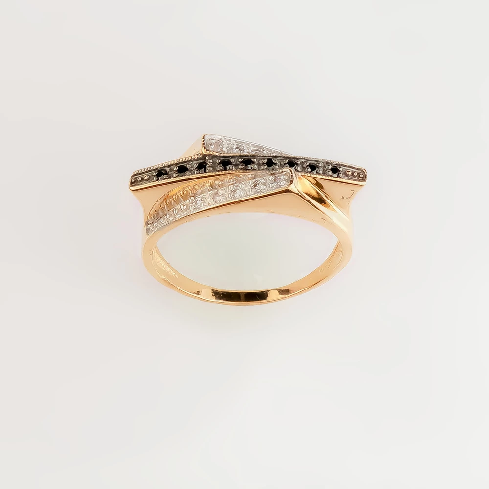 Кольцо с фианитом из красного золота 585 пробы