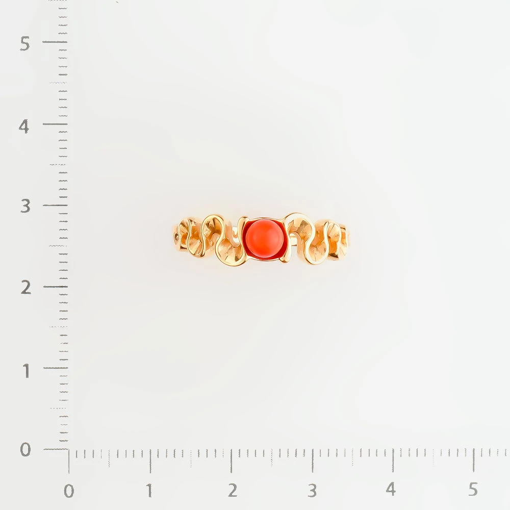 Кольцо с кораллом из красного золота 585 пробы